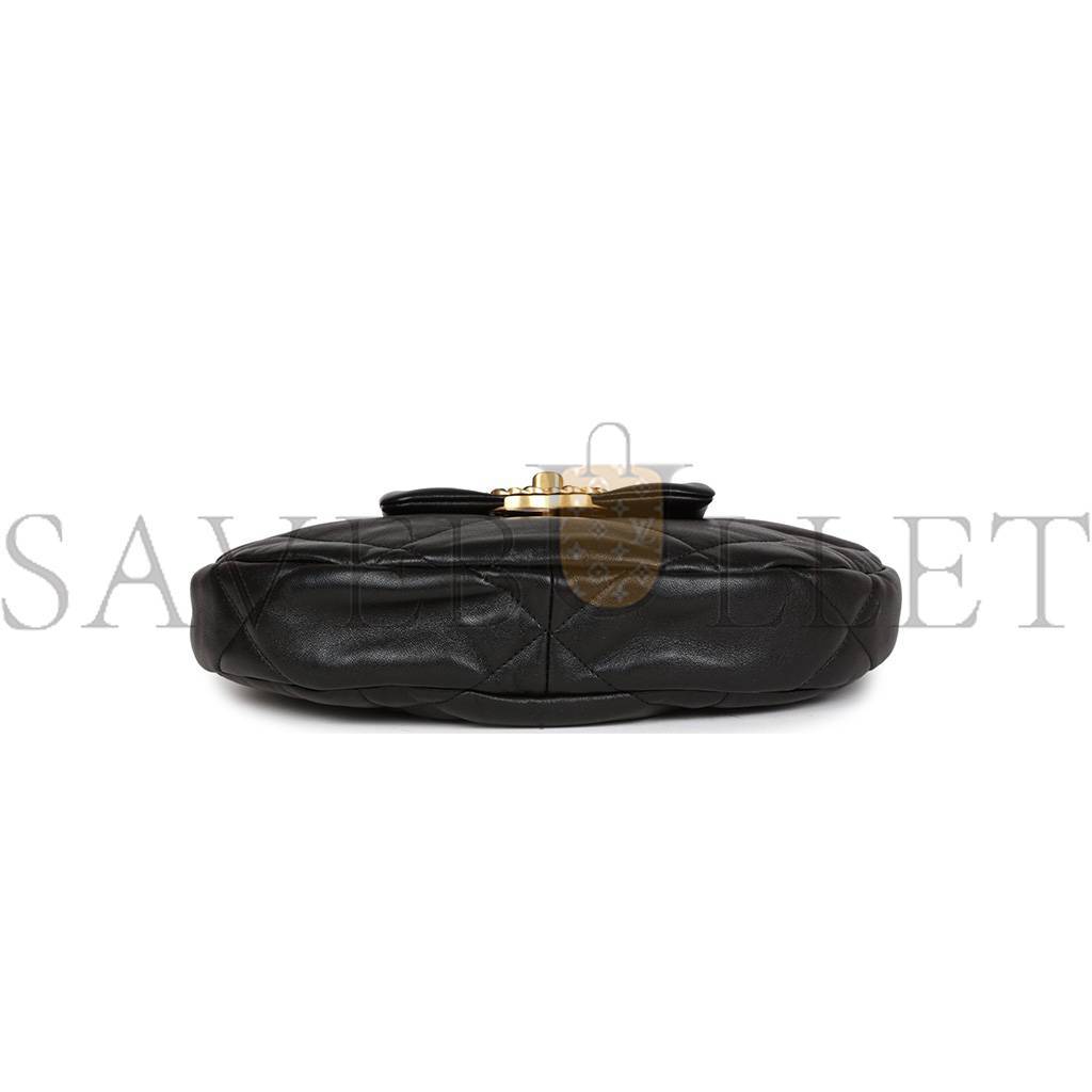 CHANEL MASTER 19 HOBO BAG BLACK LAMBSKIN MIXED METAL HARDWARE AS4638 (30*21*7.5cm)